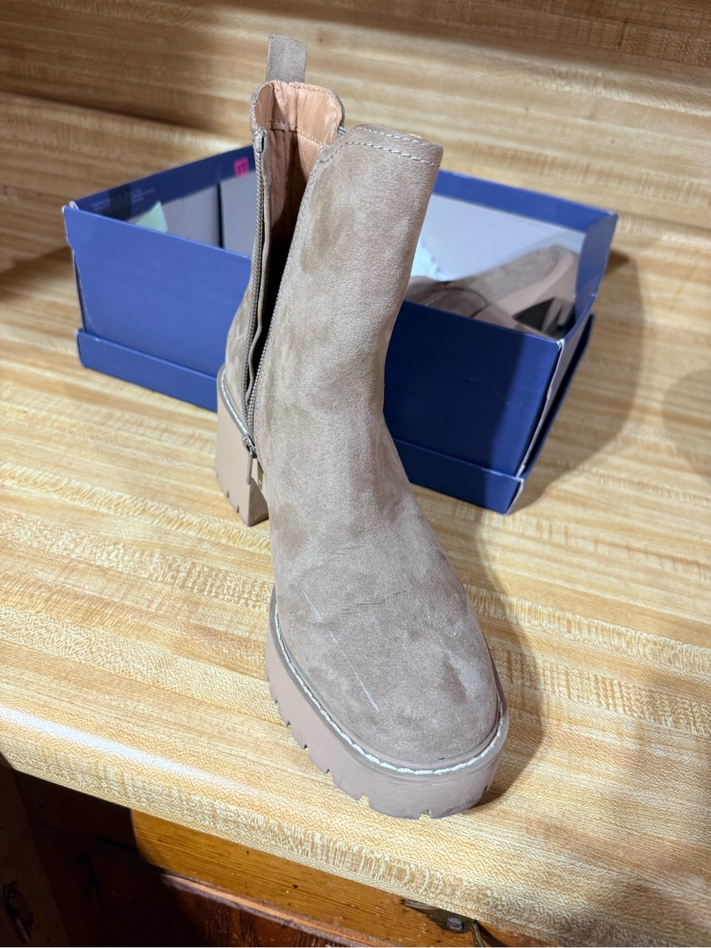 Universal Thread Taupe Suede Platform Ankle Boots